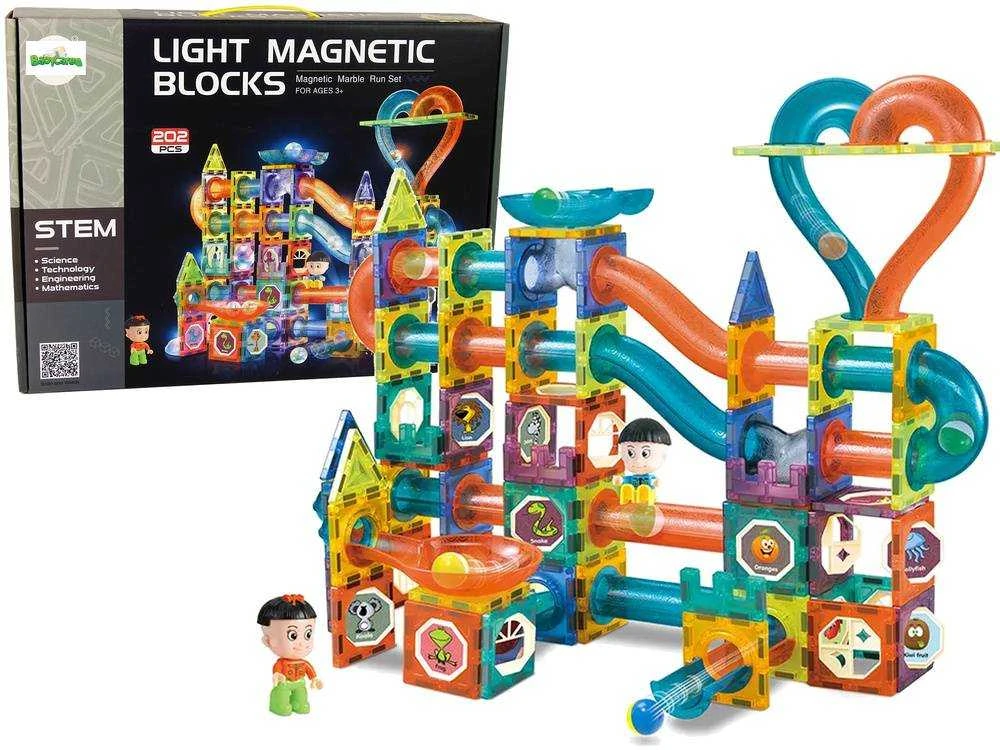 Lean Toys Kamuoliukų trasa su magnetiniais blokeliais, 202 detalės