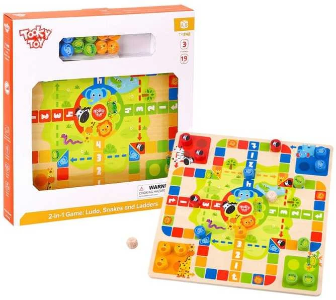 Tooky Toys „Taky“ žaislų žaidimų loginiai žaidimai 2in1 Ludo kinų + nemokami gyvūnai