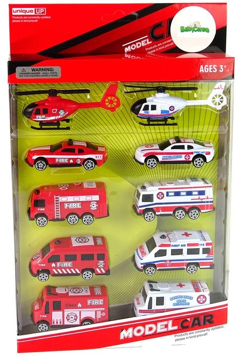 Lean Toys Ugniagesių ir greitosios medicinos pagalbos transporto priemonių rinkinys