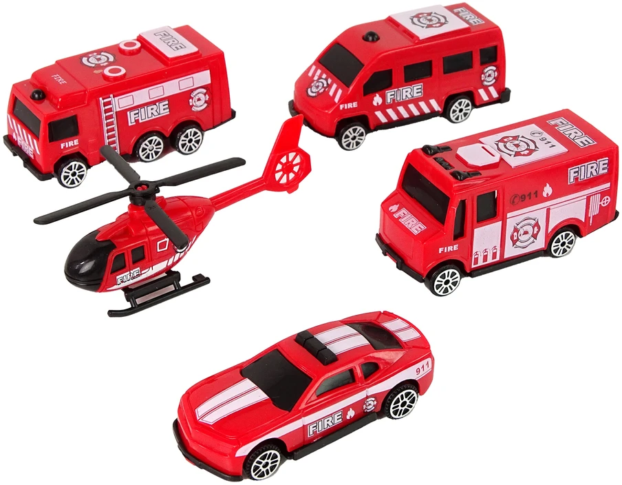 Lean Toys Ugniagesių ir greitosios medicinos pagalbos transporto priemonių rinkinys