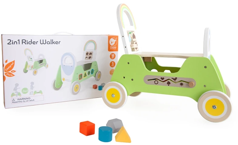 Vaikiškas edukacinis medinis stumdukas , Classic World 2 in1