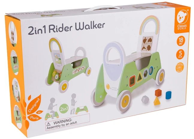 Vaikiškas edukacinis medinis stumdukas , Classic World 2 in1