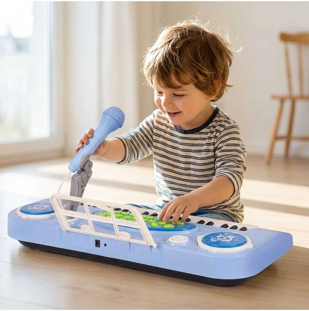 Malplay Vaikiškas pianinas 37 klavišų su mikrofonu, mėlynas, USB, MP3