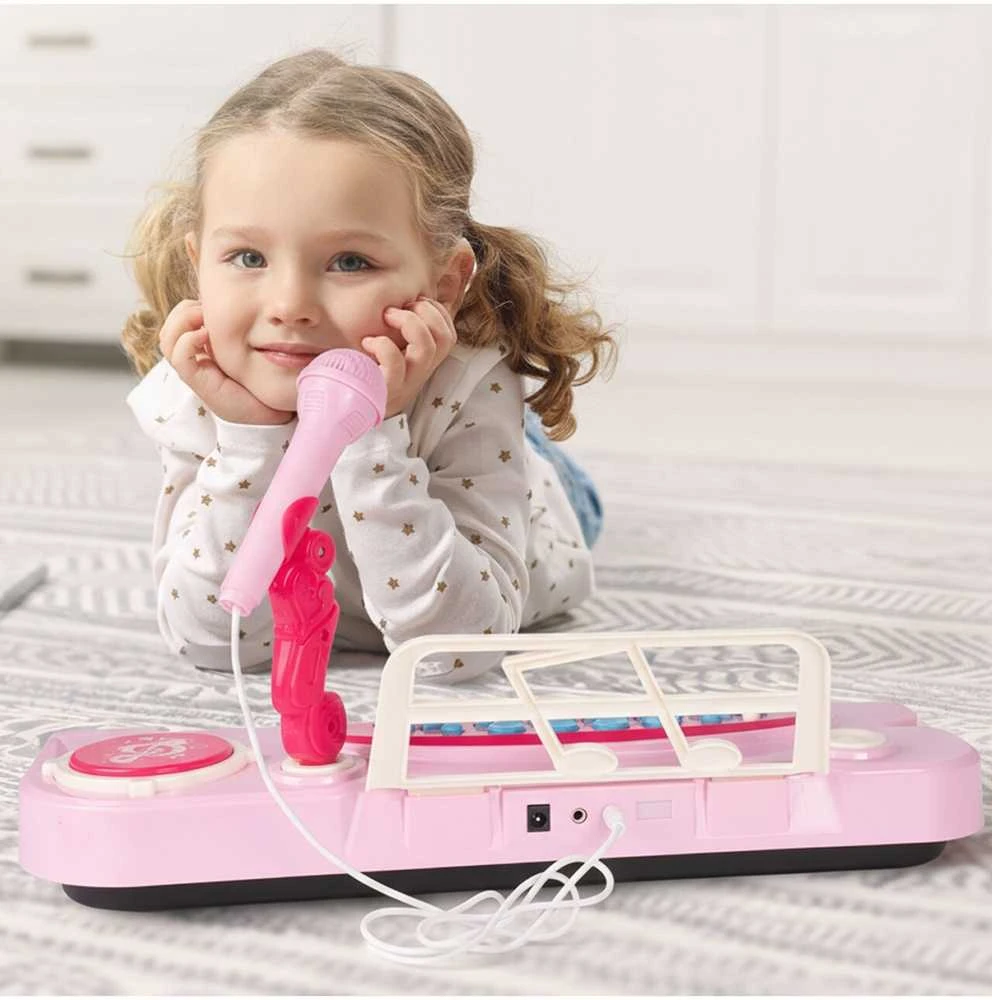 Malplay Vaikiškas pianinas 37 klavišų su mikrofonu, rožinis, USB, MP3