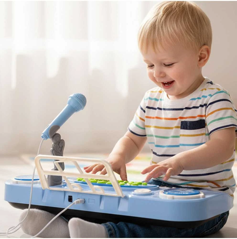 Malplay Vaikiškas pianinas 37 klavišų su mikrofonu, mėlynas, USB, MP3