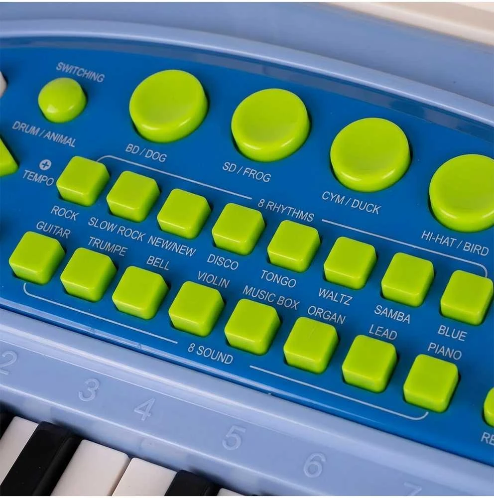 Malplay Vaikiškas pianinas 37 klavišų su mikrofonu, mėlynas, USB, MP3