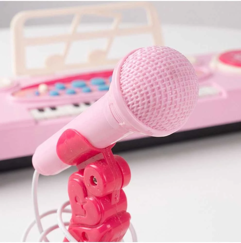Malplay Vaikiškas pianinas 37 klavišų su mikrofonu, rožinis, USB, MP3