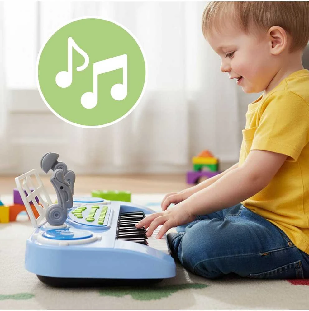 Malplay Vaikiškas pianinas 37 klavišų su mikrofonu, mėlynas, USB, MP3