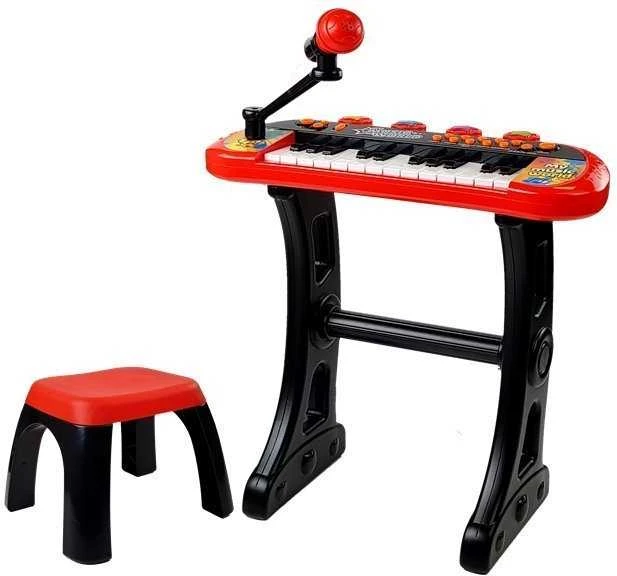Lean Toys Klaviatūra su stovu, kėdute ir mikrofonu – 37 klavišai, raudona