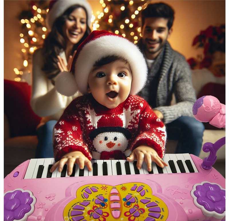 National Geographic Vaikiškas pianinas - sintezatorius su mikrofonu ir kėdute, happy music