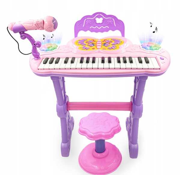 National Geographic Vaikiškas pianinas - sintezatorius su mikrofonu ir kėdute, happy music