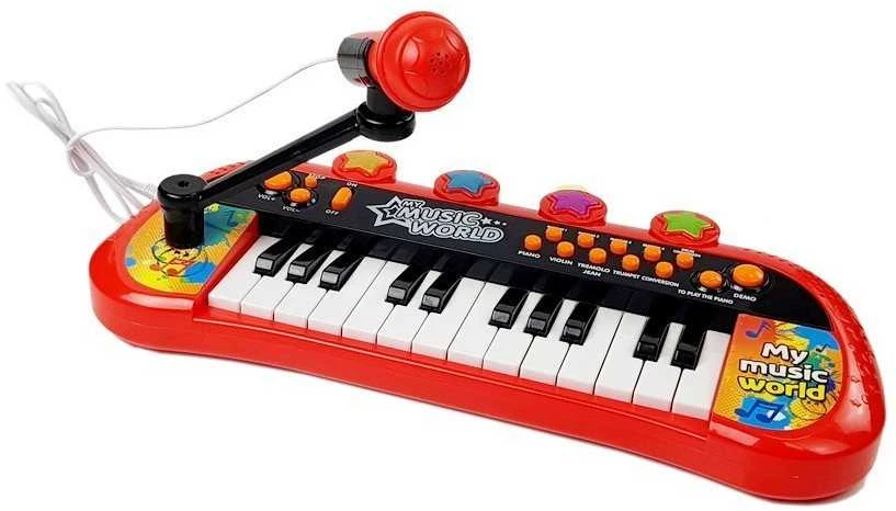 Lean Toys Klaviatūra su stovu, kėdute ir mikrofonu – 37 klavišai, raudona