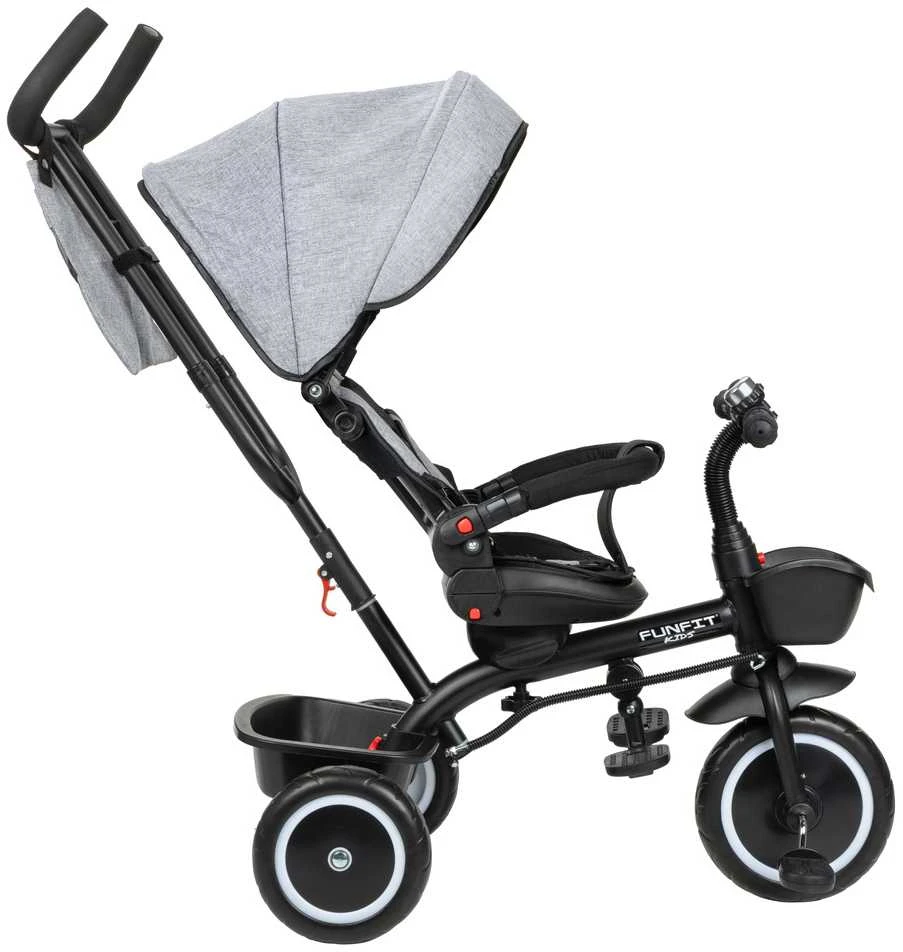 Vaikiškas triratukas Funfit Kids Zippy, Pilkas