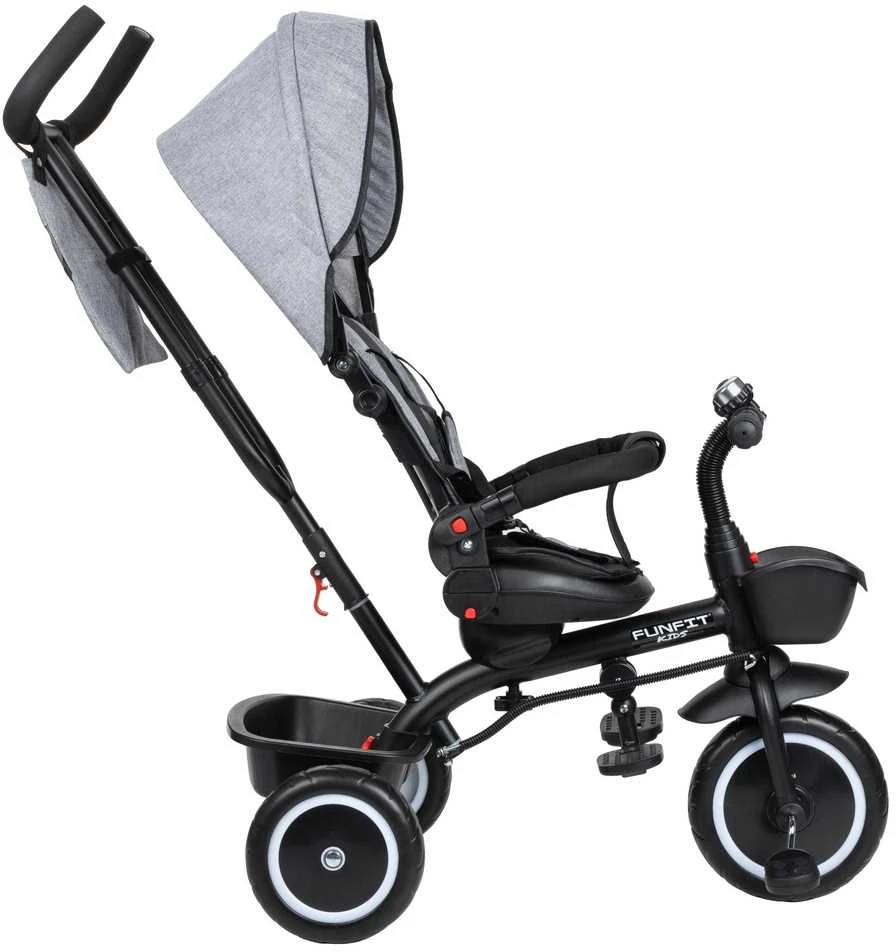 Vaikiškas triratukas Funfit Kids Zippy, Pilkas