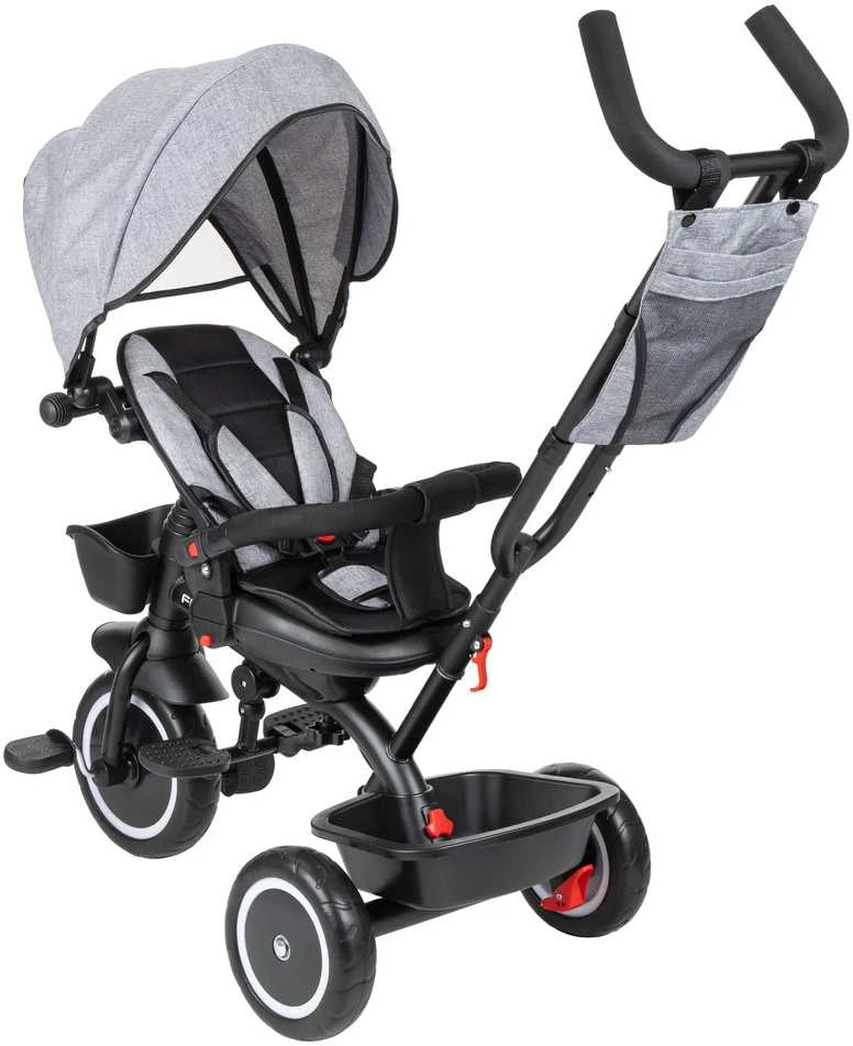 Vaikiškas triratukas Funfit Kids Zippy, Pilkas