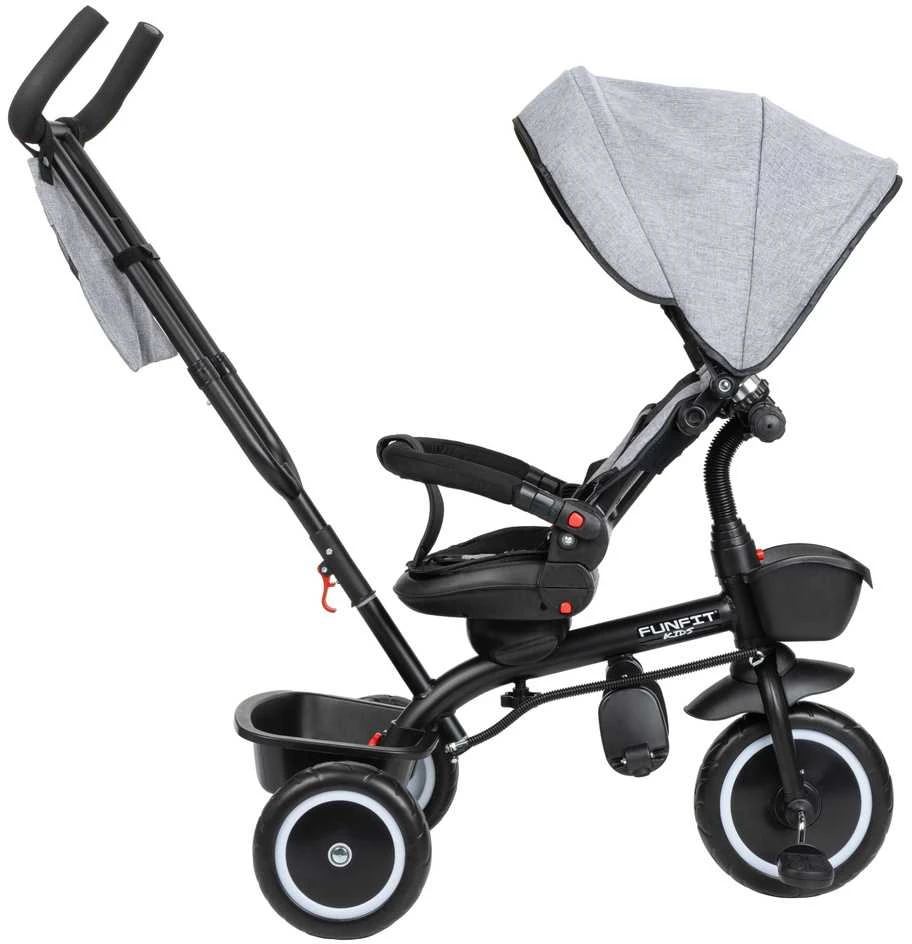 Vaikiškas triratukas Funfit Kids Zippy, Pilkas