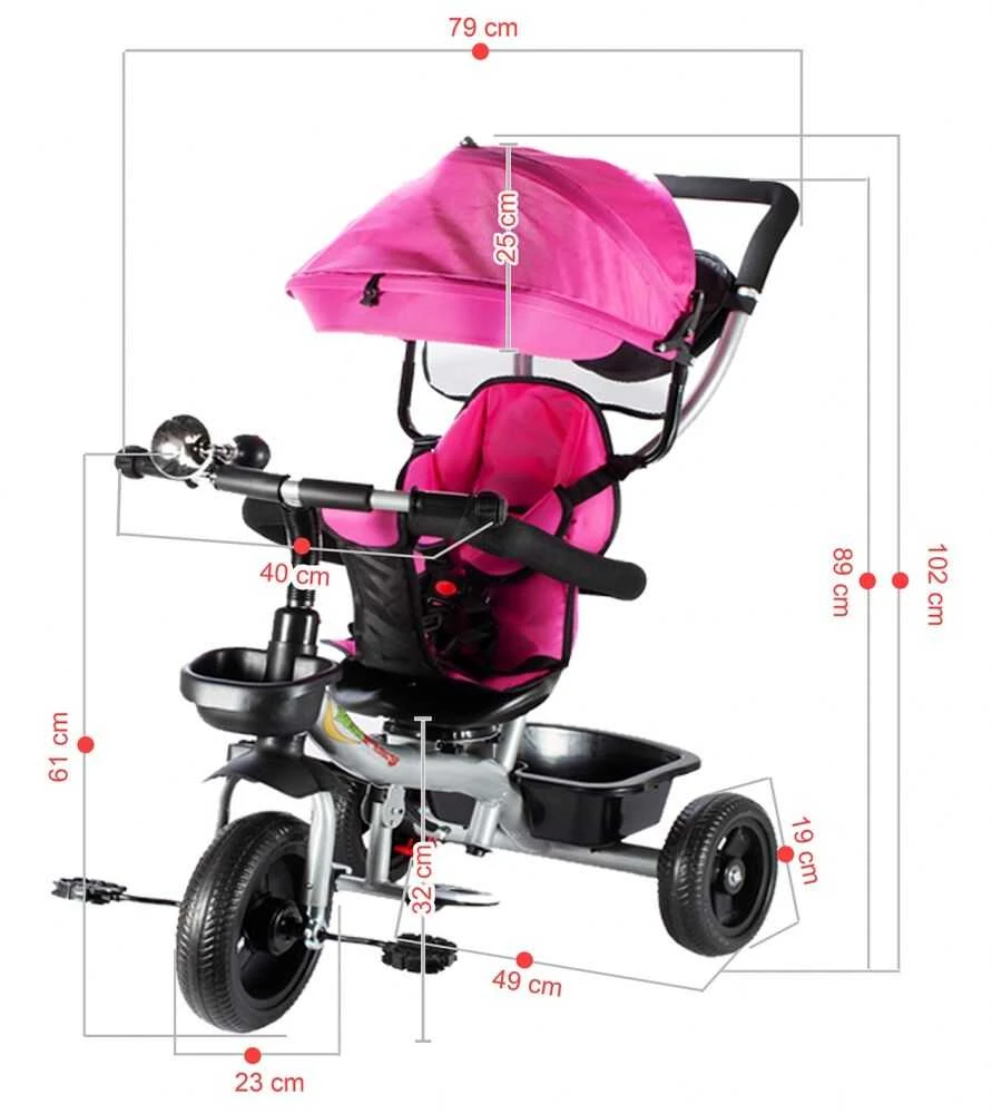 Vaikiškas triratukas Malplay Kids Twist Rose