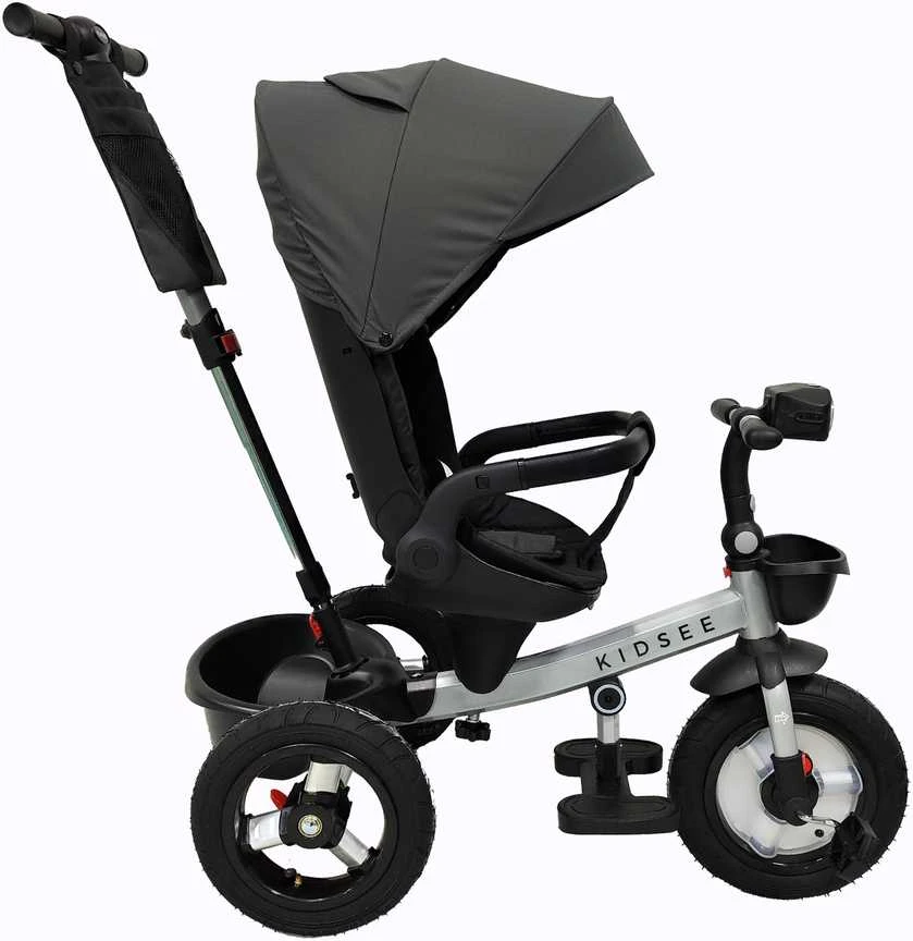 Vaikiškas triratukas su miego funkcija RAPTOR AIR, Pilkas 7in1