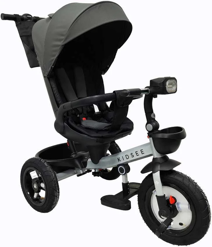 Vaikiškas triratukas su miego funkcija RAPTOR AIR, Pilkas 7in1
