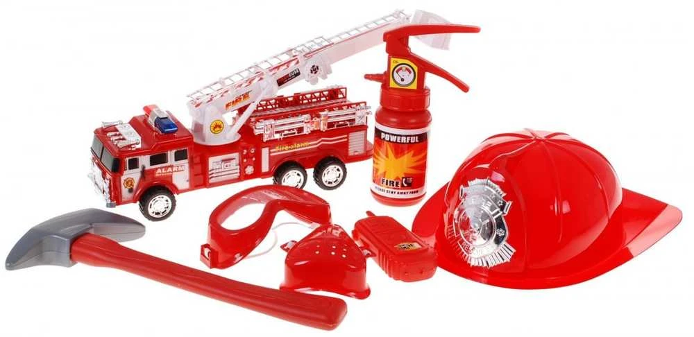 Lean Toys Ugniagesių rinkinys ugniagesių šalmo gesintuvas