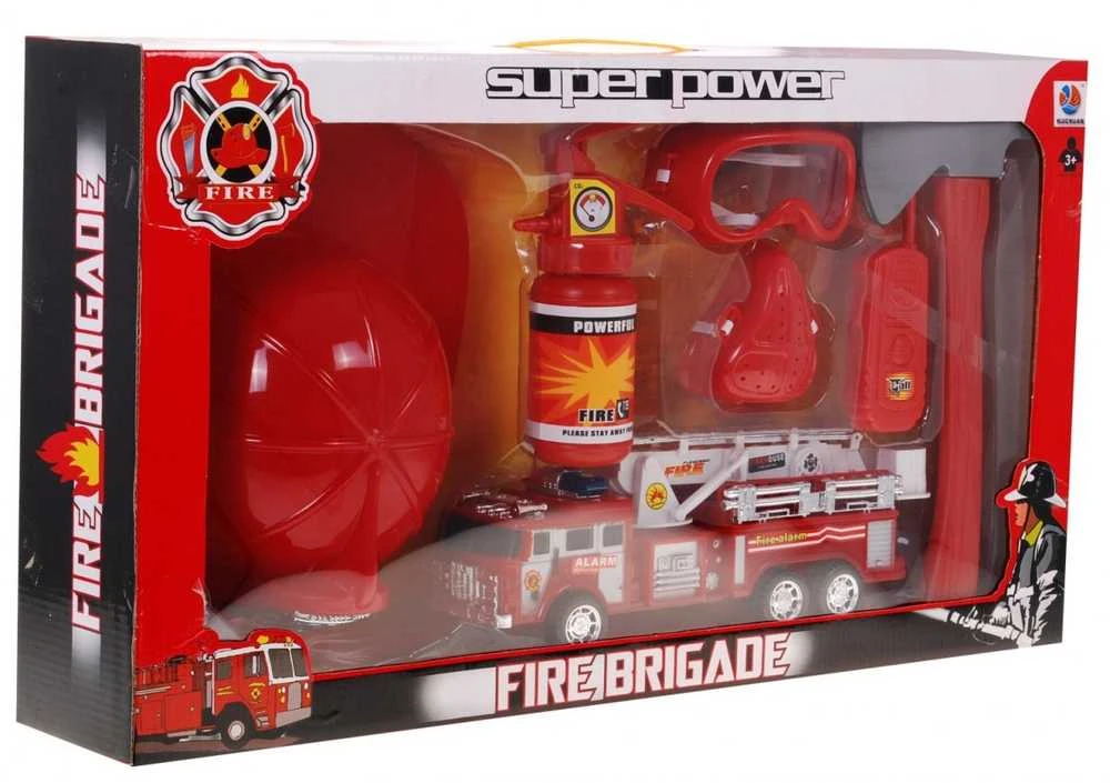 Lean Toys Ugniagesių rinkinys ugniagesių šalmo gesintuvas
