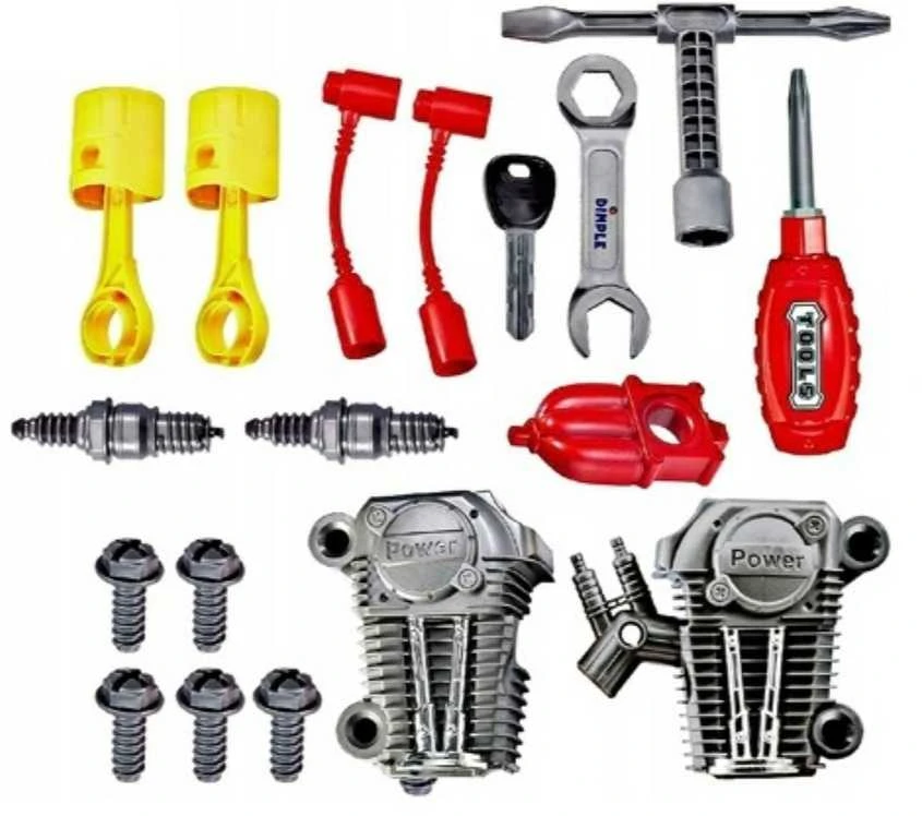 Didelis mechaninis variklis su priedais Lean Toys