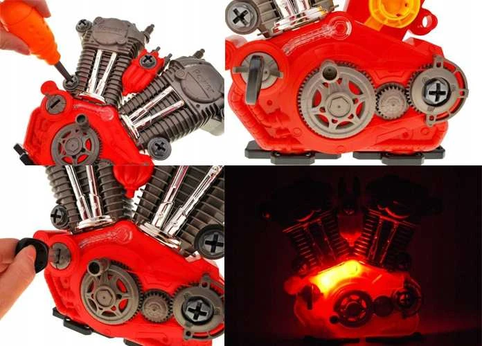 Didelis mechaninis variklis su priedais Lean Toys