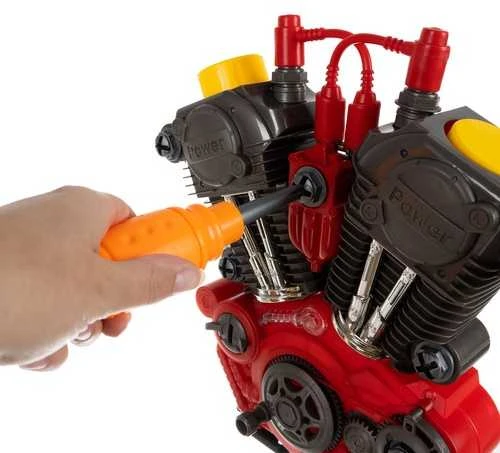 Didelis mechaninis variklis su priedais Lean Toys