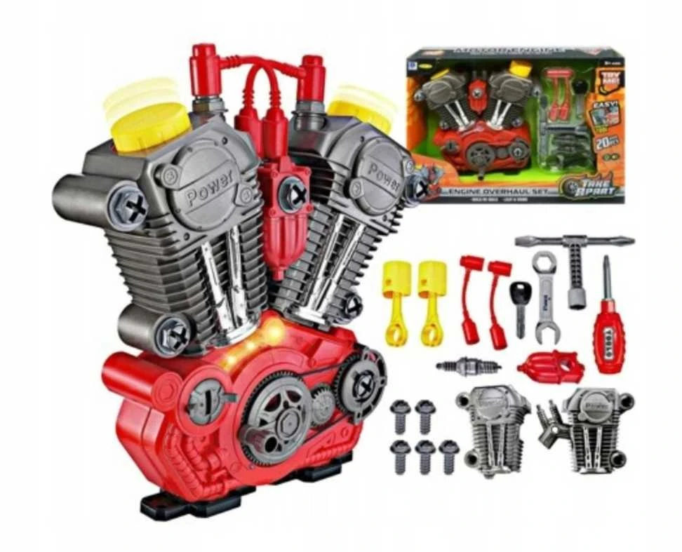 Didelis mechaninis variklis su priedais Lean Toys