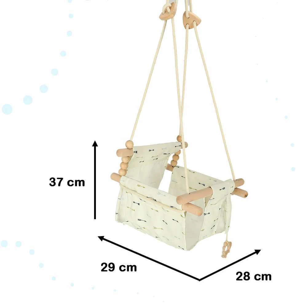 Vienvietės medinės sūpynės 28 cm, baltos