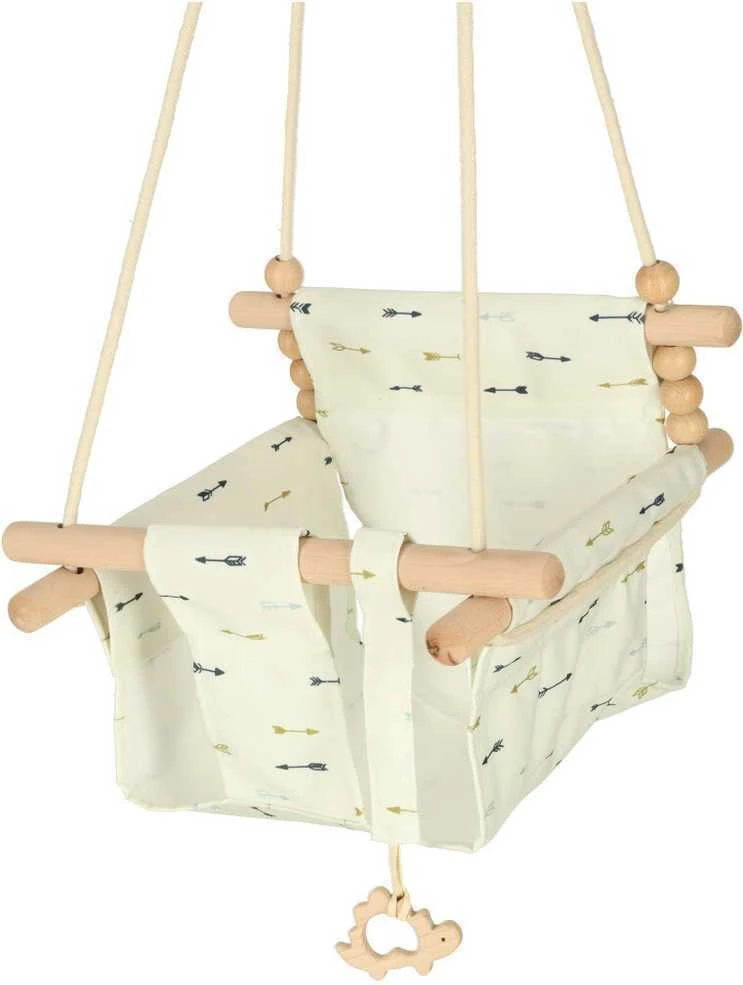 Vienvietės medinės sūpynės 28 cm, baltos