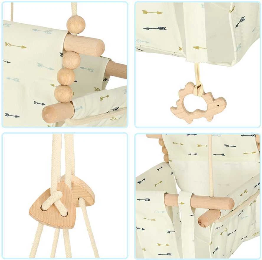 Vienvietės medinės sūpynės 28 cm, baltos