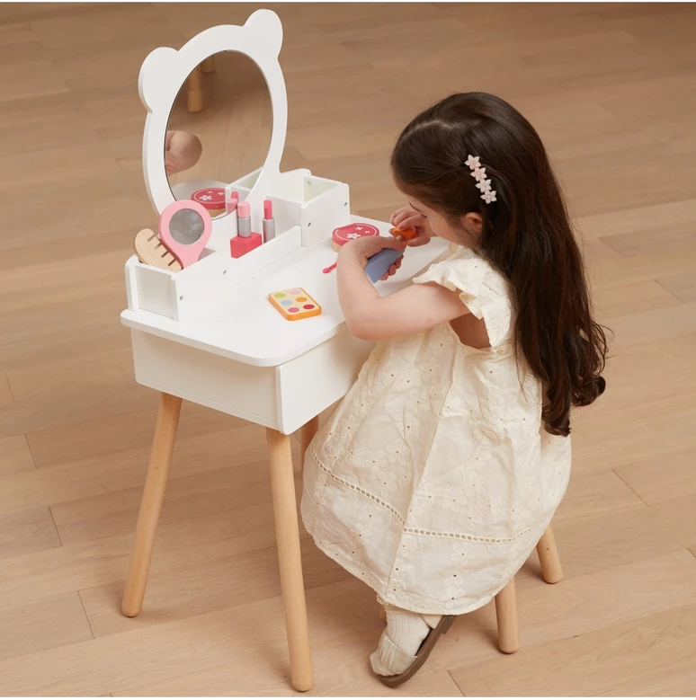 Viga Toys Viga Medinė Makiažo Staliukas Su Veidrodžiu Baltas