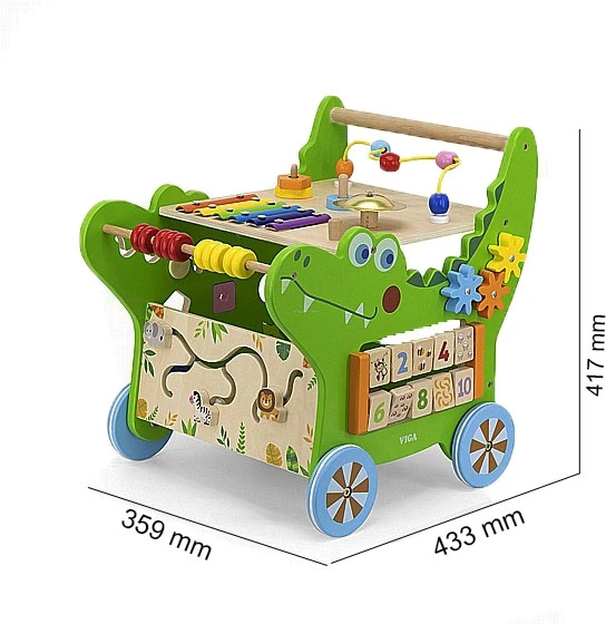 Viga Toys Viga medinis edinis Pusher Crocodilek 12in1