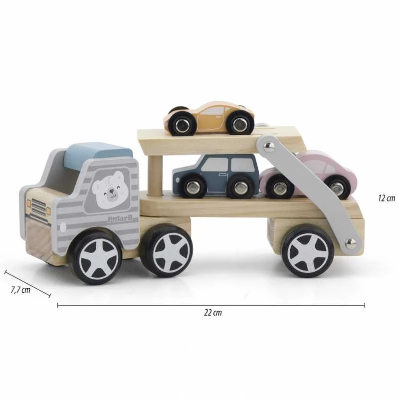 Viga Polar B medinis sunkvežimis-transporteris su 3 automobiliais