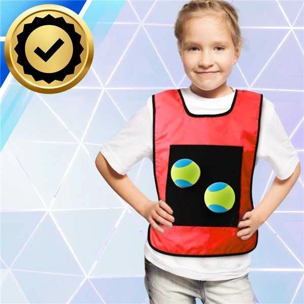 Vikrumo žaidimo rinkinys velcro liemenė su minkštais kamuoliukais, raudona
