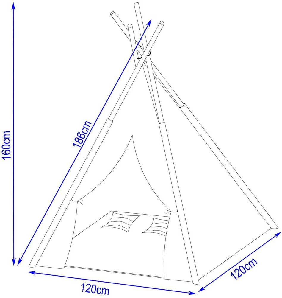 Žaidimų palapinė Enero, tipis WIGWAM su kilimėliu ir 2 pagalvėlėmis "Flaming"