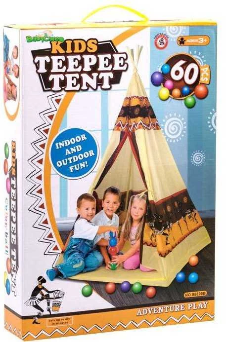 Žaidimų palapinė "Tipi" su 60 margaspalvių kamuoliukų