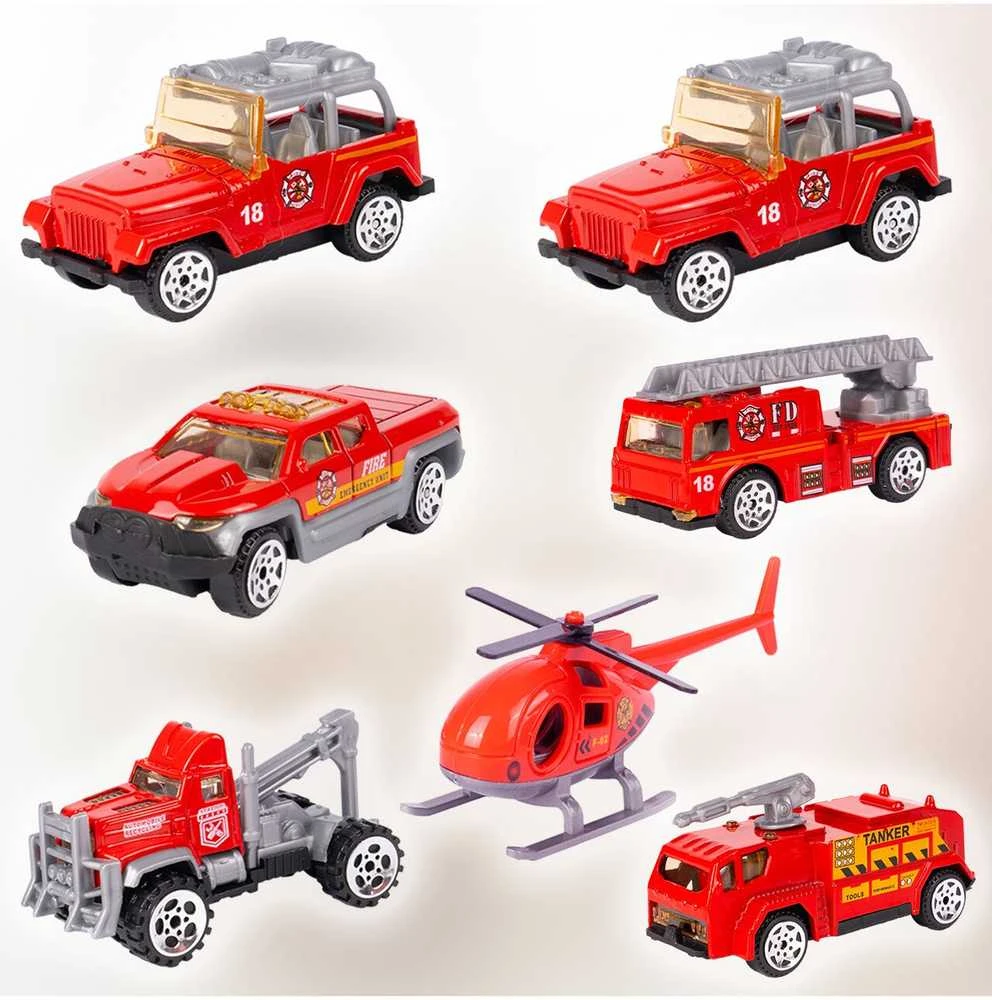 Malplay Žaislinė trasa - parkavimo komplektas + 6 metaliniai automobiliai ir sraigtasparnis