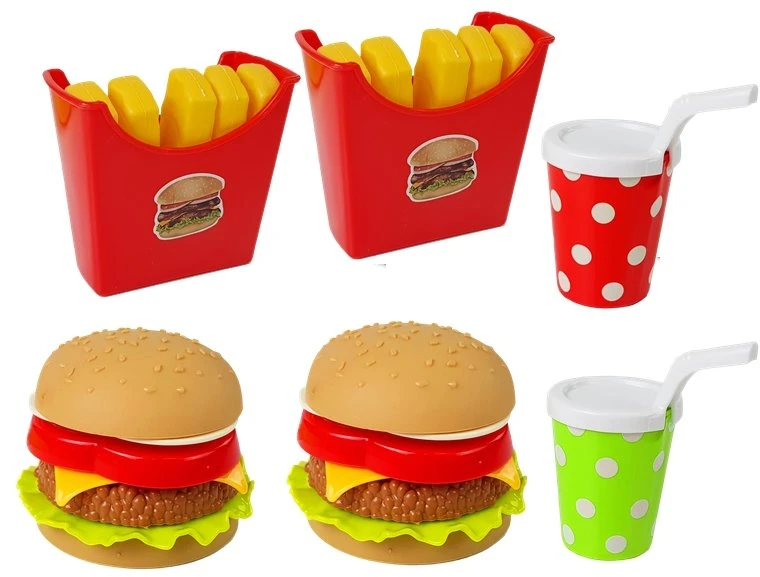 Lean Toys Žaidimų rinkinys su hamburgeriais ir gruzdintomis bulvytėmis