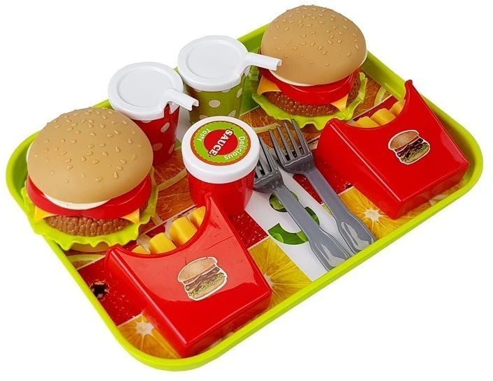 Lean Toys Žaidimų rinkinys su hamburgeriais ir gruzdintomis bulvytėmis