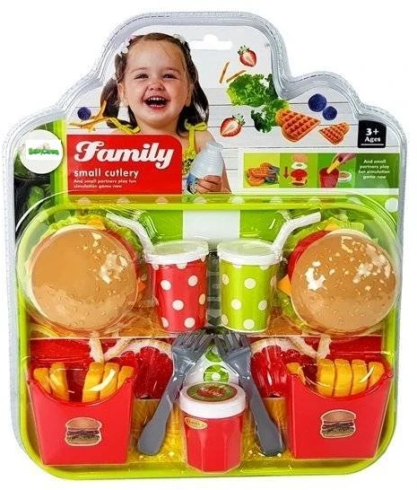 Lean Toys Žaidimų rinkinys su hamburgeriais ir gruzdintomis bulvytėmis