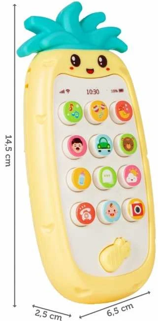 Malplay Žaislinis interaktyvus muzikinis telefonas Ananasas