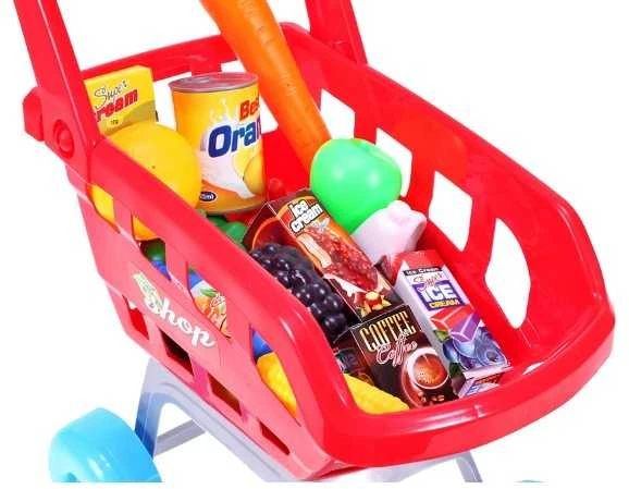 Žaislinis pirkinių vežimėlis su pirkiniais "SuperMarket"