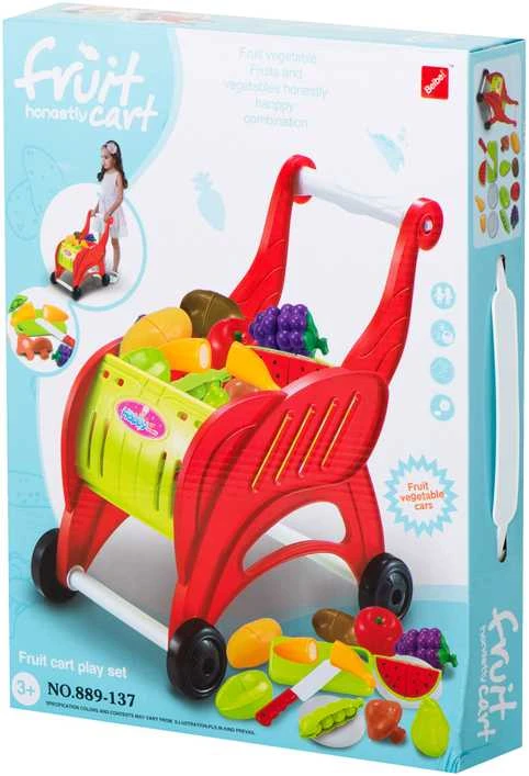 Žaislinis pirkinių vežimėlis su pirkiniais "Fruit"