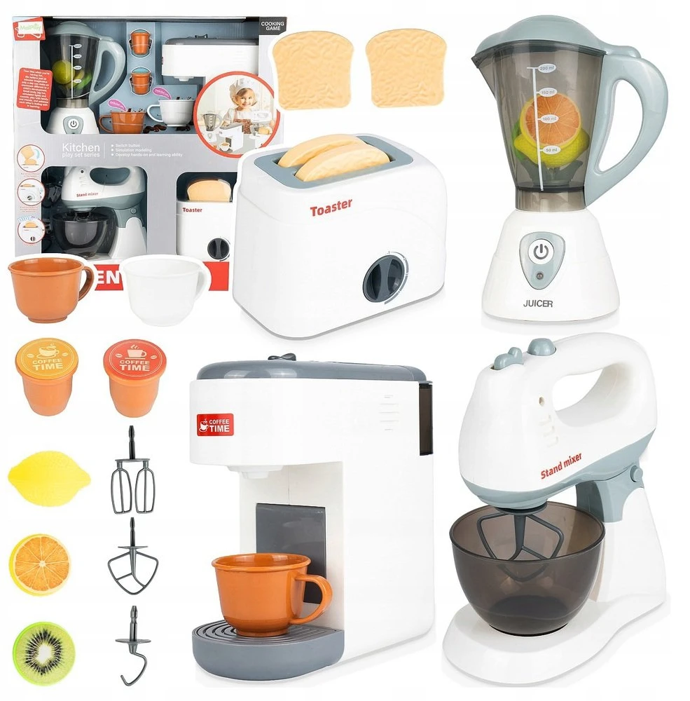 Jokomisiada Large set of small household appliances for play mixer toaster plakiklis kavos virimo aparatas ZA5577