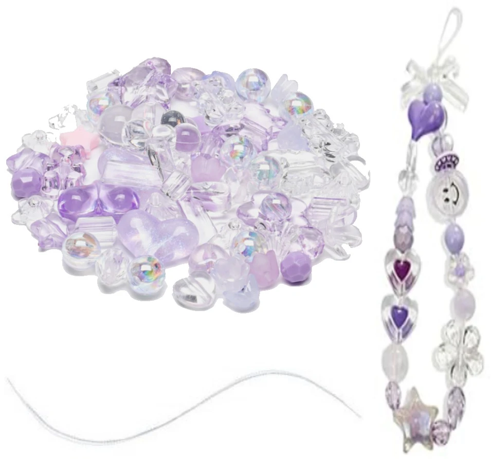 Dekoratyvinių karoliukų rinkinys papuošalų gamybai RainBow® 20 vnt., spalva violetinė