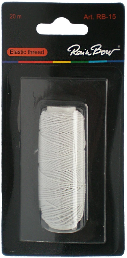 Elastiniai siūlai (apvyniota gumutė) Nr.42 RainBow® RB-15 20 m, spalva balta
