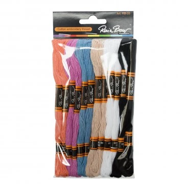 Medvilniniai pasteliniai siuvinėjimo siūlai Muline RainBow® RB-05 12 vnt.x8 m