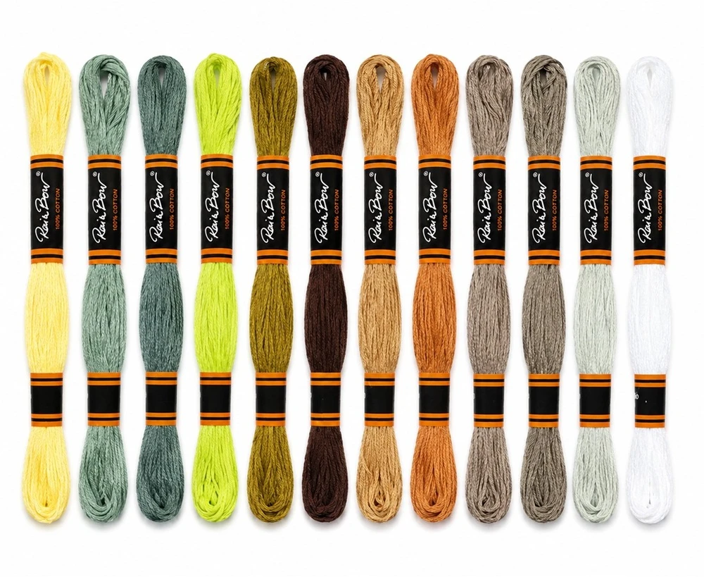 Medvilniniai pasteliniai siuvinėjimo siūlai Muline RainBow® RB-05 12 vnt.x8 m